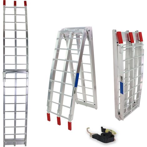 TRUTZHOLM 1x Auffahrrampe Alu klappbar 180 cm Traglast 340 kg Riffelstab Verladerampe Rampe grau