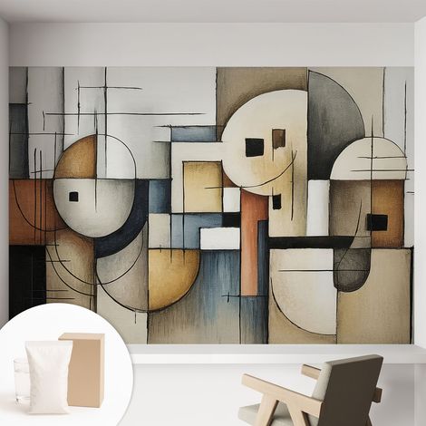 Tapete Dekorative Vliestapete mit Klebe für Wand - Mustertapete - moderne Einrichtung - für Büro Geometrische Harmonie 152x104 cm (1/5)