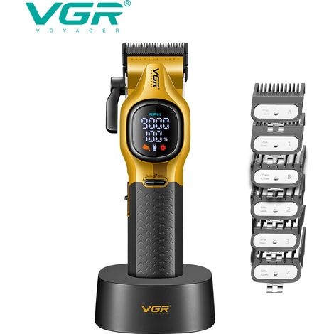 Tondeuse à cheveux électrique (dorée) à vitesse variable avec écran LCD, moteur sans balais haute vitesse et affichage numérique. (1/5)