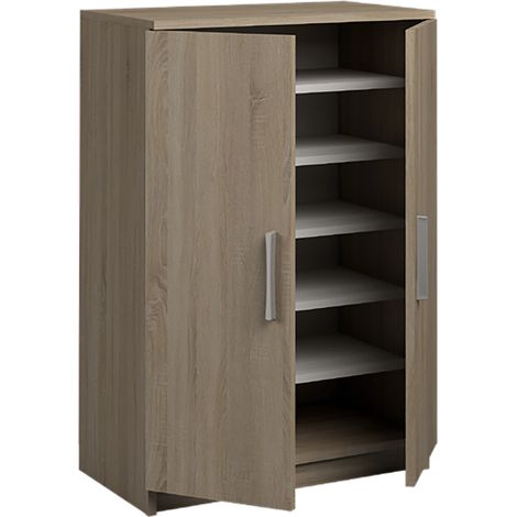 Armoire Meuble à chaussures coloris chêne cortez - Hauteur 90 x Longueur 60 x Profondeur 35.6 cm -PEGANE-
