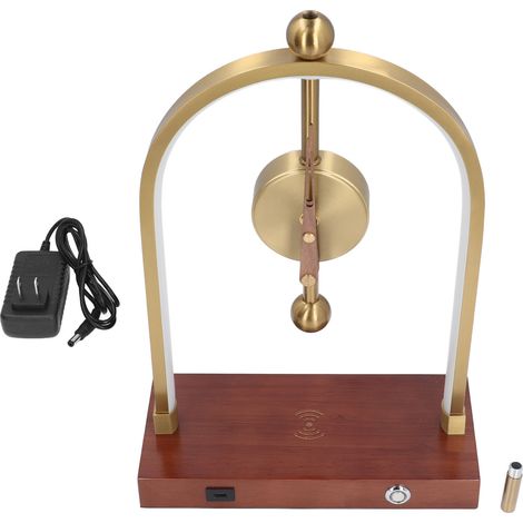 Lampe de bureau LED silencieuse avec horloge et chargeur sans fil, éclairage moderne et réglable pour chambre ou bureau, prise US 100-240 V (1/5)
