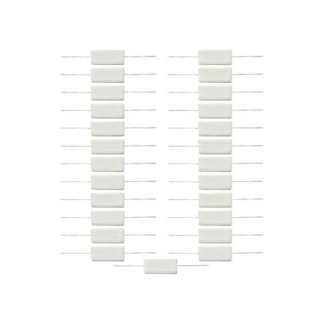 25 Pieces Cement Resistors 5W 1 Ohm 5 Ohm 10 Ohm 15 Ohm 20 Ohm Ceramic Resistors 5% Wire Wound Resistor Fixed Metal Kit Resistors Full Range White (1/5)