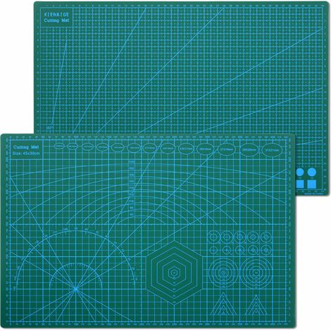 Lilaris Tapis de découpe A3 antidérapant 2 côtés - Planches à découper imprimées auto-réparantes - Vert - 45 x 30 cm - Tapis de découpe A3 pour matelassage, couture, scrapbooking，Une pièce