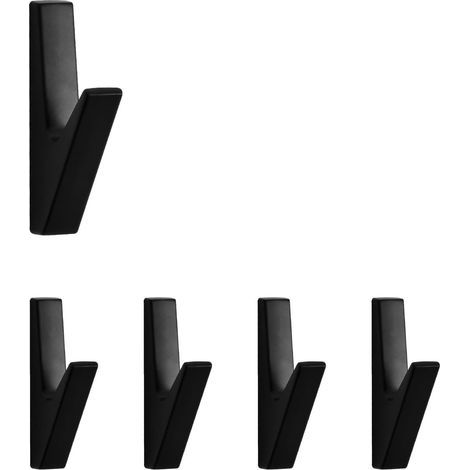 Pack Matte Black Zinc Alloy Wall Hooks for Cloakroom Living Room Bedroom Black Bathroom Wall Hook Key Holder for Wall Black Robe Hook (1/5)