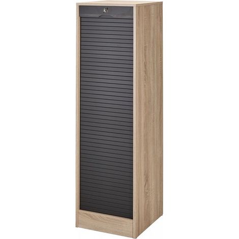 Classeur à rideau chêne clair et noir Office 140cm (1/4)