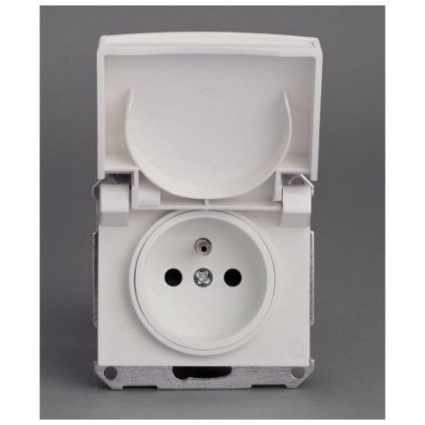 Schneider Electric – Prise de courant 2P+T 16A blanche encastrée – Bornes à vis – Indice de protection IK08 IP44 – Pour installations électriques – ENN39430