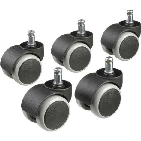Chaises de bureau à roulettes souples - Lot de 5, pour sols durs.