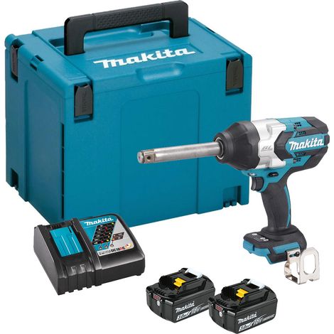 Makita DTW1005RFJ 18V LXT 3/4inch Square Drive Brushless Impact Wrench with Long Anvil - 2x 3Ah Batteries, Charger & Makpac 4 Case (1/5)