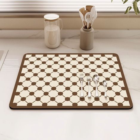 Alfombrilla para secar platos - Alfombrilla absorbente para encimera, para cafetera, escurridor de platos -(40×60 cm) (1/5)