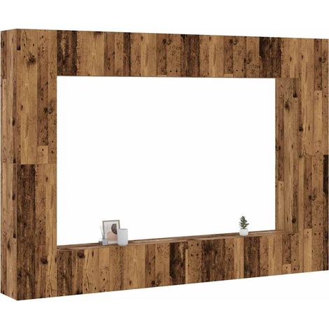 Ensemble de meuble TV mural 8 pcs vieux bois bois d'ingénierie (1/5)