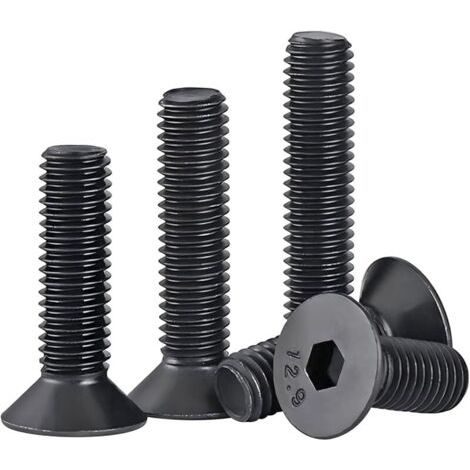 Pair 20 pièces Vis à Tête Fraisée M5x25mm Vis à Tête Plate à Six Pans Creux, Vis Hexagonales en Acier au Carbone, Filetage Complet (1/5)