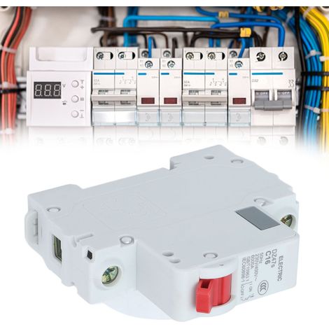 Disjoncteur miniature DZ47s C16 1P 16 A, montage sur rail DIN, basse tension 230 V/400 V, pouvoir de coupure 6000 A (1/5)