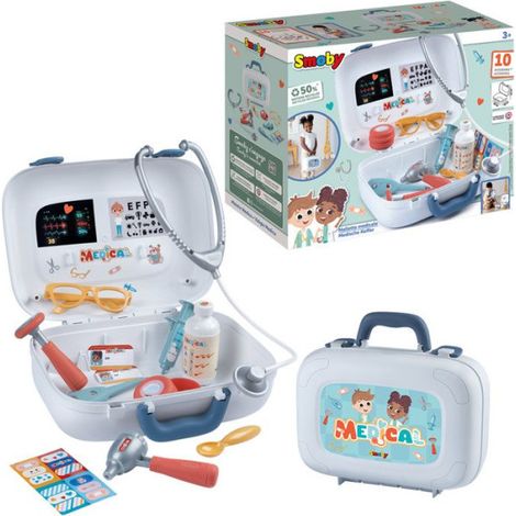 SMOBY - Mallette Medicale - Dès 3ans - Transportable - Nombreux accessoires : Thermomètre, Ciseaux, Pansements, Seringue (1/5)