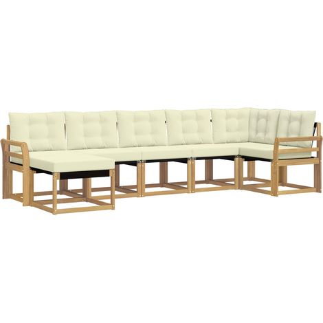 Set di divani da esterno 7 pz 7-Posti Bianco e Crema vidaXL (1/5)