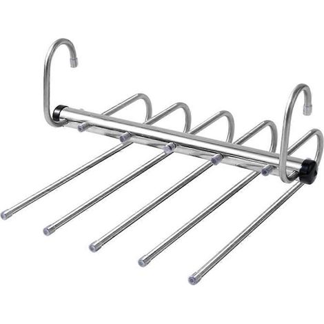 Cintre pliable à 5 niveaux en acier inoxydable, gain de place, pour pantalons, jeans, écharpes. (1/5)