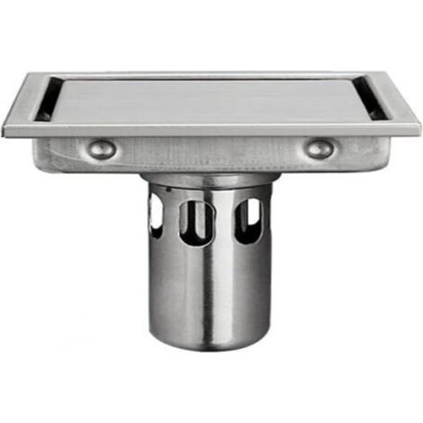Bonde de douche de 11 cm avec grille carrelée, bonde de douche carrée avec filtre à cheveux, en acier inoxydable 304 avec finition brossée