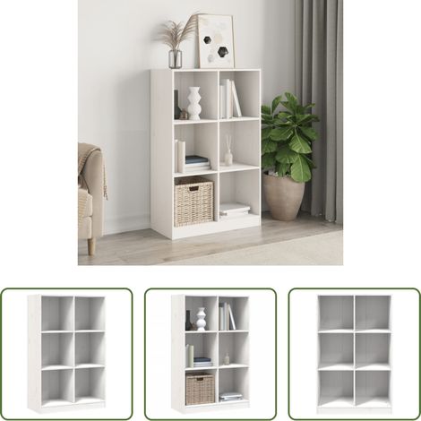 Bücherregal Kiefer - Bücherregal Weiß 70x33x110 cm Massivholz Kiefer (1/5)