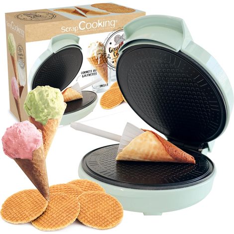 Machine à Gaufrettes & Cônes de Glace - Gaufrettes & Cornet Factory - Appareil 2-en-1 à Wafers & Tuiles - Cadeau Pâtisserie Cuisine - Recette Incluse - 3883 (1/5)