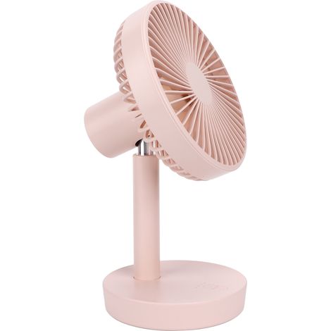 Ventilateur de bureau oscillant USB à 3 vitesses, 5 pales, brise douce, petit ventilateur de bureau personnel avec tête orientable automatique, rose (1/5)