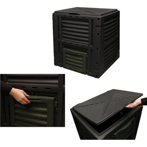 Caja de compostaje 450 l color negro 80x80x81cm progarden