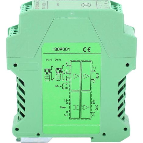 Isolateur de signal CC, transmetteur courant-tension, montage sur rail DIN, 1 entrée, 2 sorties, 0–10 V à 4–20 mA, GLG (1/4)