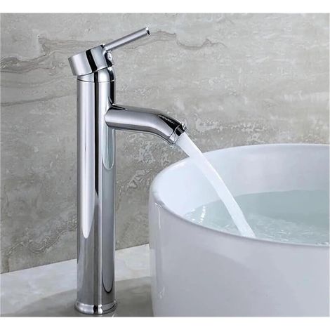 Robinet avec Haut Robinet pour Lavabo ou Vasque de Salle Bain, Chaude et Froide Réglable de MitigEU Lavabo, Laiton Chromé (1/5)