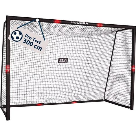 Hudora Pro Tect 300 Portería de Fútbol Negro Rojo Neón