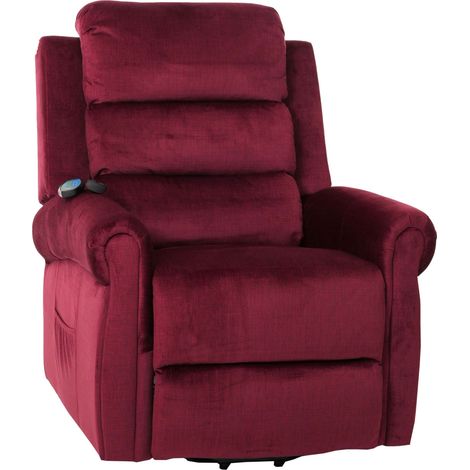 [NEUWERTIG] Fernsehsessel HHG-717, Relaxsessel, Liegefunktion Aufstehhilfe Massage Heizfunktion, Stoff 220g/m² Chenille bordeaux (1/5)