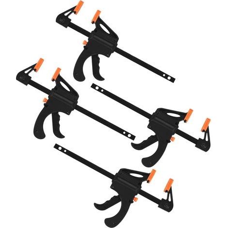 4 Pièces Serres-joints à Une Main, Pince à Barre à Cliquet, Rapide à Cliquet à Libération, Clamp Barre de Fixation pour Bois, Collier Serrage Plastique - 4 Pouces (1/5)
