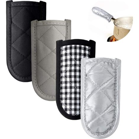 Juego de 4 fundas para mangos de ollas - Fundas de hierro fundido para mangos de ollas - Resistente al calor - Fundas antideslizantes para sartenes - Utensilios y guantes de cocina (1/4)