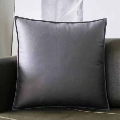 Housse de coussin grise de luxe 60x80 (une seule housse de coussin) Taie d'oreiller à motif litchi en similicuir, coussin de tête de lit, coussin de bureau, taie d'oreiller de canapé (1/5)