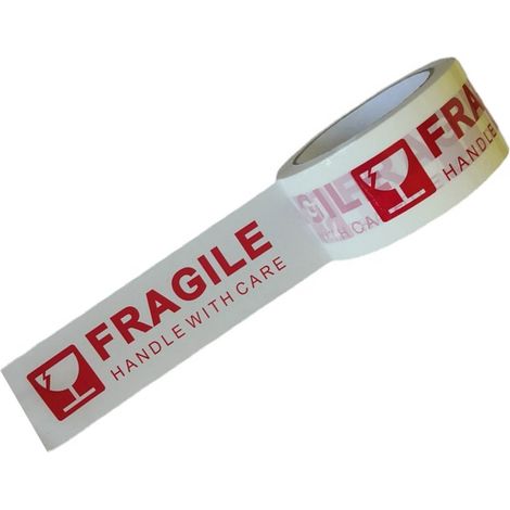 Ruban adhésif d'emballage et de scellage avec étiquette d'avertissement pour gobelet et étiquette « Fragile » (échantillon non disponible) (exclusivité Mexique) 48 mm x 100 m (1/5)