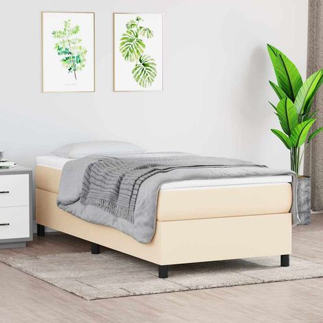Estructura de cama con somier tela crema 80x200 cm (1/5)