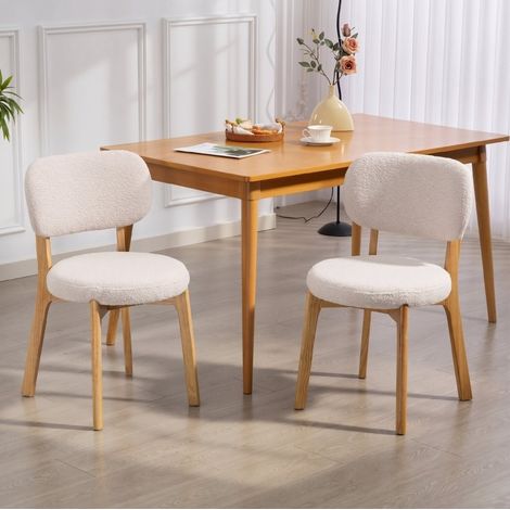 Sillas de comedor, lote de 2, asiento ancho, respaldo curvado, crema OKMYHOME (1/5)
