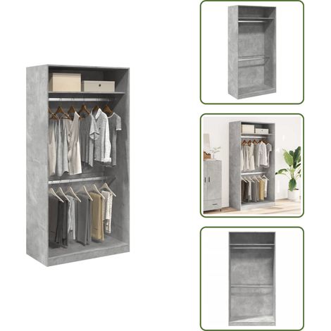vidaXL Kleiderschrank Betongrau 100x50x200 cm Holzwerkstoff (1/5)