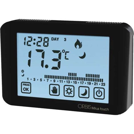 Mirus Touch Chronothermostat numérique Programmation journalière/hebdomadaire Noir