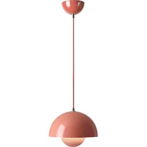 Modern Pendant Light, Metal Shade, 100 cm Adjustable Cable, 23 cm Diameter, Pink, E27 Bulb (1/5)
