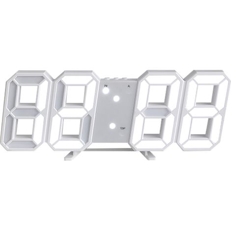 Horloge Murale LED 3D Minimaliste, Cadran Blanc avec Chiffres Blancs pour Salon Bureau Chambre (1/5)