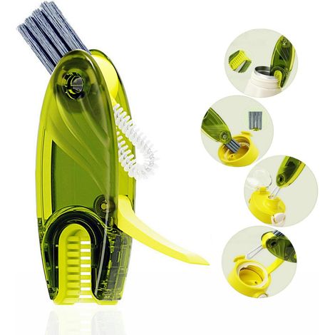 Ensemble de brosses de nettoyage 4 en 1 pour bouchons de bouteille, mini brosse pour bouchons, outil de nettoyage pour pailles, mini nettoyant pour porte-bouteilles en silicone, avec décapsuleur (1/5)