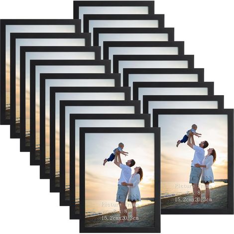 Lot de 18 Cadres Photo 15x20 CM Noirs, Cadres Noirs pour Décoration Murale et de Table (1/5)