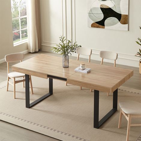CASABEL Table à Manger Extensible 160-200 cm, 6-8 pers, Bois