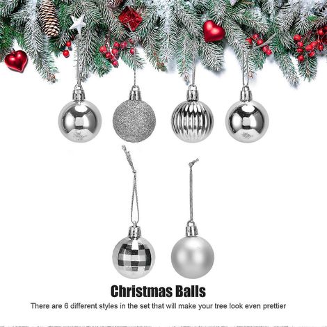 36 boules de Noël décoratives, 4 cm (1,60 po), incassables, à suspendre au sapin pour une décoration intérieure ou extérieure [argenté] (1/5)