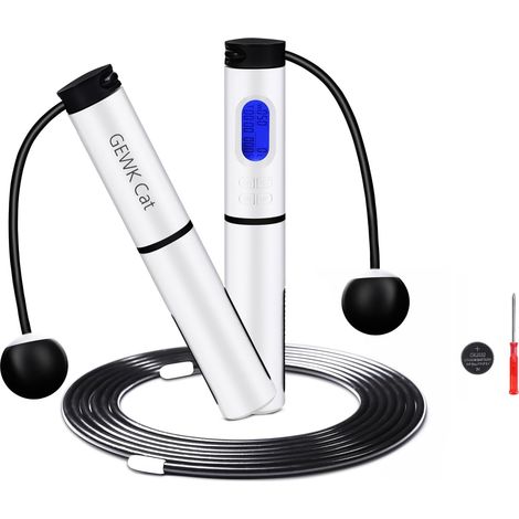 Corde à sauter avec compteur réglable, corde à sauter sans corde pour le fitness, pour hommes, femmes et enfants, corde à sauter numérique avec comptage de vitesse pour l'entraînement à domicile (1/5)