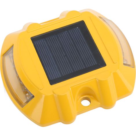 Balise solaire 12 LED en alliage d'aluminium étanche IP68, plot de voirie au sol pour allée trottoir sentier, lumière jaune, 1 pièce (1/5)