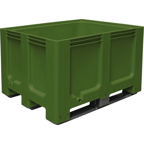 BRB Palettenbox mit 3 Kufen, LxBxH 1200x1x760 mm, geschlossen, PE-HD, lebensmittelecht (grün) (1/2)