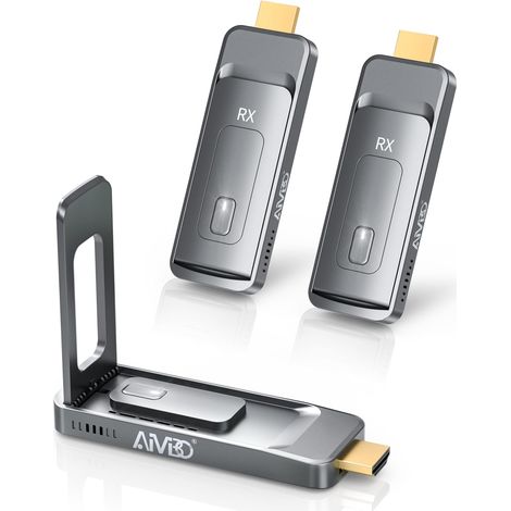 HDMI sans Fil Émetteur et 2 Récepteurs 5G, 1080p@60Hz avec antenne Pliable pour PC Portable, PC, Box TV et CCTV vers Plusieurs TVs, moniteurs ou projecteurs-50m (1/5)