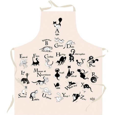 Schürze 72 x 85 cm creme Abc-Katze - Dubout - Winkler