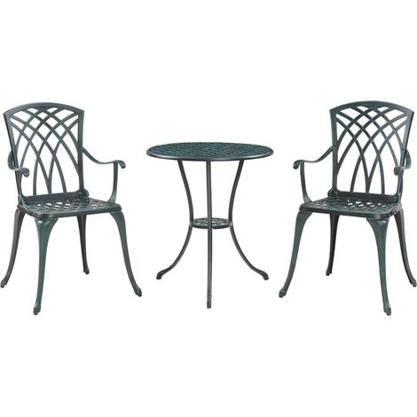 Set da bistrot da giardino grigio scuro con patina verde 030011360