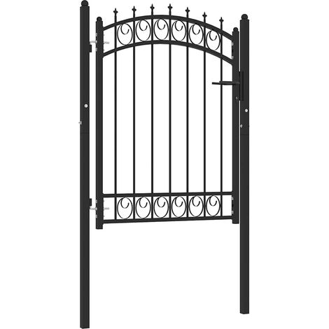 Portail de clôture de jardin en acier thermolaqué avec pointes noir 103 x 162,5 cm - PANGIVO (1/5)