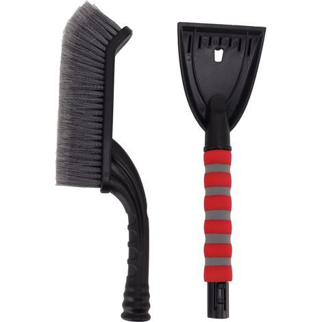 Brosse à neige Grattoir à glace détachable Outil de déneigement avec poignée en mousse ergonomique pour voitures camions Gris Rouge. (1/5)